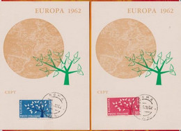 CM-Carte Maximum Card # Italie-Italy-Italien-1962 # EUROPA  CEPT  1962 - CEPT (arbre,Baum,tree)   ) 2 CM - Cartas Máxima