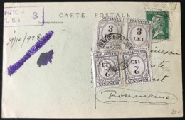 France, Pasteur Sur CPA Pour La ROUMANIE, Taxe Roumaine 1928 - (B3483) - 1921-1960: Période Moderne