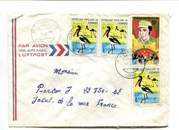 CONGO Pointe Noire Cité 1979 - Affranchissement Multiple Sur Lettre Par Avion - Oiseaux - Grues Et Gruiformes