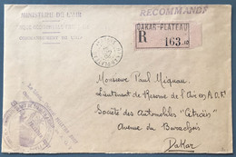 Sénégal, Enveloppe Recommandée TAD DAKAR-PLATEAU 20.10.1938 - Ministère De L'Air - (A1155) - Brieven En Documenten