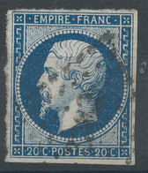 Lot N°65965   N°14Aa Bleu Foncé, Oblitération PC 3983 Clécy, Calvados (13), Indice 15 - 1853-1860 Napoleone III