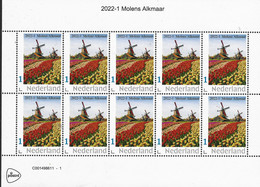 Nederland  2022-1   Molen Bloemen Tulips  Alkmaar  Windmill  Vel-sheetlet    Postfris/mnh/neuf - Ongebruikt