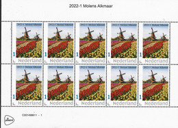 Nederland  2022-1   Molen Bloemen Tulips  Alkmaar  Windmill  Vel-sheetlet    Postfris/mnh/neuf - Nuovi