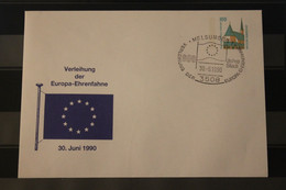 Deutschland 1990, Verleihung Der Europa-Ehrenfahne Nach Melsungen; Wertstempel; Sonderstempel - Enveloppes Privées - Oblitérées