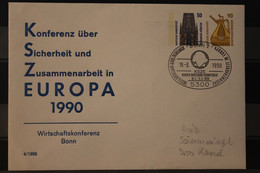 Deutschland 1990; Wertstempel Sehenswürdigkeiten 50 Und 90 Pf., KSZE; Wirtschaftskonferenz Bonn - Privatumschläge - Gebraucht