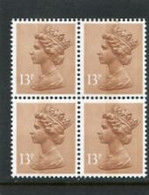 GREAT BRITAIN - 1986   MACHIN  13p  STAR  BLOCK OF 4  MINT NH  SG  X900Eu - Non Classés