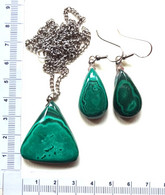 BIJOUX EN MALACHITE....PENDENTIF ET BOUCLES D' OREILLES - Andere & Zonder Classificatie