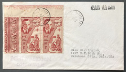 AOF PA N°11 (paire Bord De Feuille) TAD ABIDJAN Côte D'Ivoire 20.10.1948 Pour Oklahoma City, USA - (A1205) - Covers & Documents