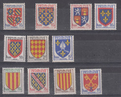 France Armoiries (1949-55) Y/T N°834 + 899 + 958/59 + 1003 + 1005 + Série 1044/47 Neufs ** - 1941-66 Wapenschilden