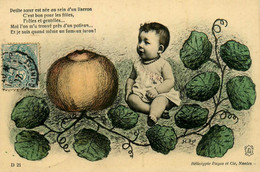 Surréalisme * Carte Photo Photo Montage * Bébé Enfant Dans Fleurs Fruits * Photographie Photographe - Fotografia