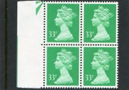 GREAT BRITAIN - 1990  MACHIN   33p  PCP  BLOCK OF 4  MINT NH  SG X984 - Ohne Zuordnung