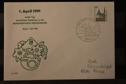 Deutschland 1991; 1. Tag Einheitliche Postgebühren In Deutschland - Privatumschläge - Gebraucht