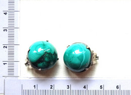 BOUCLES D'OREILLES CLIPS....CABOCHONS EN MALACHITE. - Orecchini