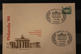 Deutschland 1990; Philatelia '90 Berlin, Brandenburger Tor; Sonderstempel - Enveloppes Privées - Oblitérées