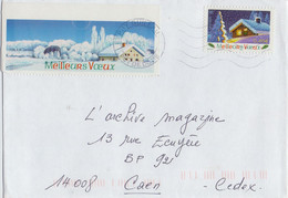 FRANCE : Stamp + Vignette §@§ Meilleurs Voeux §@§ On Travelled Cover : CHRISTMAS,NEW YEAR,NOËL,NOUVELLE ANNÉE,WISHES. - Brieven En Documenten