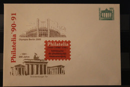 Deutschland 1990; Philatelia '90 Berlin, Olympia Berlin 2000; Mit Zudruck - Private Covers - Mint