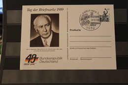Deutschland 1989 Ganzsache Tag Der Briefmarke; 40 Jahre BRD, Sonderstempel - Cartoline Private - Usati