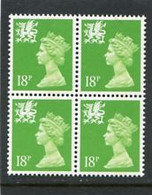 GREAT BRITAIN - 1991  WALES  18p  BLOCK OF 4  MINT NH  SG W48 - Ohne Zuordnung