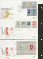 PAYS BAS - AMPHILEX - 3 FDC AFFRANCHIES N°1054-58 + N° 1072-75 + BLOC N° 12 - ANNEE 1976-77 - FDC