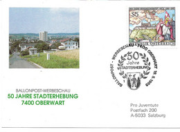 2042y: Spendenbeleg Ballonpost Werbeschau 1989 Stadterhebung 7400 Oberwart - Oberwart