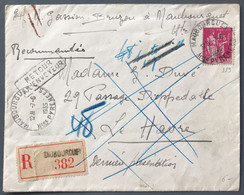 France N°289 Sur Enveloppe Recommandée TAD MAUBOURGUET 7.6.1935 - Retour à L'envoyeur - (A1341) - 1921-1960: Modern Tijdperk