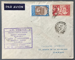 Soudan - Premier Service Postal Regulier Bamako-France - VOYAGE D'ESSAI 22.11.1937 - (A1360) - Storia Postale