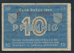 Franz. Zone-Baden Rosenbg: 209d, No KN 6stellig Landesregierung Baden Gebraucht (III) 1947 10 Pfenning (9227882 - Sonstige & Ohne Zuordnung