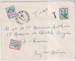 1967 - TAXE FLEURS Sur ENVELOPPE De PAU (BASSES PYRENEES) => RIOM - 1960-.... Briefe & Dokumente