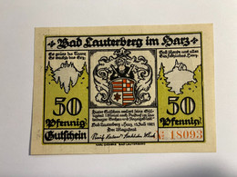 Allemagne Notgeld Lauterberg 50  Pfennig - Collections