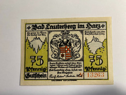 Allemagne Notgeld Lauterberg 75  Pfennig - Sammlungen