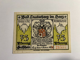 Allemagne Notgeld Lauterberg 75  Pfennig - Sammlungen