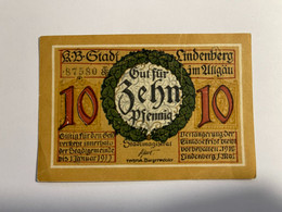 Allemagne Notgeld Lindenberg 10  Pfennig - Collections