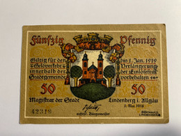 Allemagne Notgeld Lindenberg 50  Pfennig - Collections