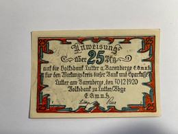 Allemagne Notgeld Lutter 25  Pfennig - Collections