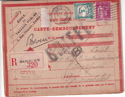 1933 - PAIX + TAXE PREOBLITERE  ! CARTE-LETTRE RECO REMBOURSEMENT De PARIS => 24° RGT TIRAILLEURS SENEGALAIS PERPIGNAN - 1932-39 Paix