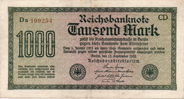 GERMANIA -1000 MARK 1922 - Wor:P-76c.3a, Ros:R-75i  - Filigrana: Maander - 1.000 Mark