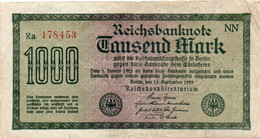 GERMANIA -1000 MARK 1922 - Wor:P-76g.2.1, Ros:R-75q - Filigrana: Wellen - 1000 Mark