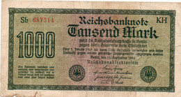 GERMANIA -1000 MARK 1922 -  Wor:P-76f.1, Ros:R-75o - Filigrana: EKAHA - 1.000 Mark