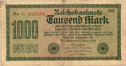 GERMANIA -1000 MARK 1922 - Wor:P-76b.2.2  - Filigrana: Dornen - 1.000 Mark