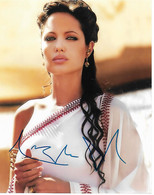 Autographe Photo Dédicacée Angelina Jolie Actrice Dans Film Troie Signature Encre Bleue Certificat D'authenticité - Autres & Non Classés