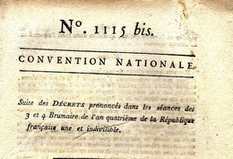 Paris 1795 CONVENTION NATIONALE DECRET SUR LES GENS DE MER VAISSEAUX DE LA REPUBLIQUE MARINE NAVIGATION  Sur 10 Pages - Wetten & Decreten