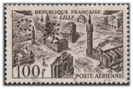 France 1949 Poste Aérienne Yv. N°24 - Vue De Lille - Perforé "BP" - Oblitéré - Perfins