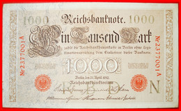 * REICHSBANKNOTE: GERMANY ★ 1000 MARK 1910 RED SEAL (1910-1916)! LOW START ★ NO RESERVE! - 1000 Mark