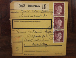 LUXEMBURG 1943 Echternach Esch Alzig Esch-sur-Alzette Cover Luxembourg Besetzung Occupation - 1940-1944 Occupazione Tedesca