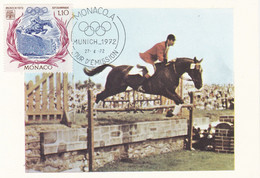 Carte Maximum Monaco 1972 892 Jeux Olympiques Munich Olympic Games Cheval Horse équitation - Maximum Cards