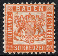 BADEN (ALEMANIA) Sello Nuevo ESCUDO DE ARMAS X 30K. Año 1862 – Valorizado En Catálogo € 45,00 - Ungebraucht