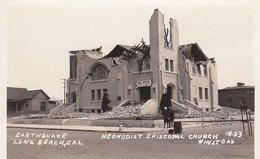 Long Beach California, 1933 Earthquake, Methodist Episcopal Church Ruins C1930s Vintage Real Photo Postcard - Long Beach