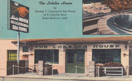 Santa Barbara California, The Lobster House Seafood Restaurant C1940s/50s Vintage Linen Postcard - Santa Barbara