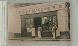 CARTE PHOTO  ENTREPRISE DE MACONNERIE PERSONNAGE A IDENTIER En 1908 Beau Plan   (Fevr 2022 -305) - Villemeux-sur-Eure