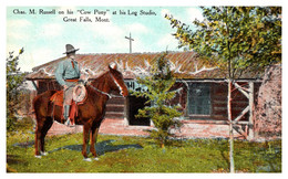 Montana  Great Falls Chas. M Russell On Cow Pony At His Log Studio - Sonstige